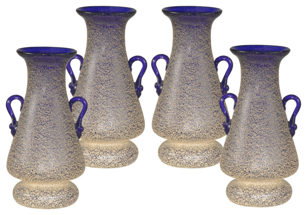 Springdale 7.25" Malpie 4-Piece Hand Blown Art Glass Vase Set