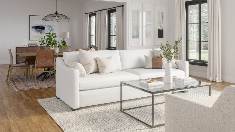Nativa Interiors Ashley 95" Sofa, Off White, Depth: Deep Plush