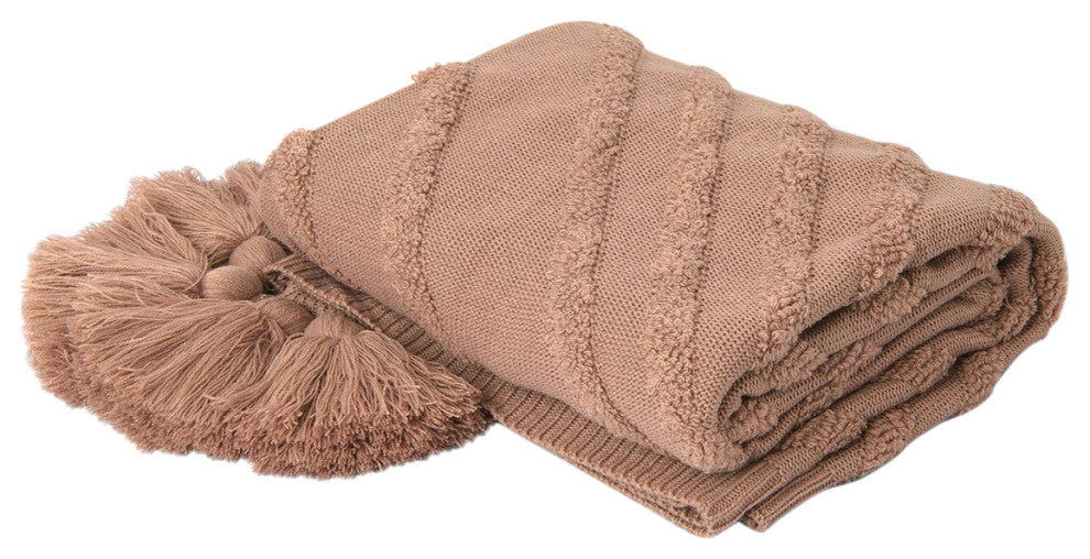 Diagonal Pattern Tassel Throw