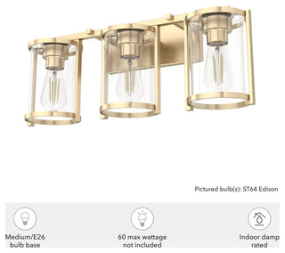 Astwood Alturas Gold With Clear Glass 3 Light Vanity Wall