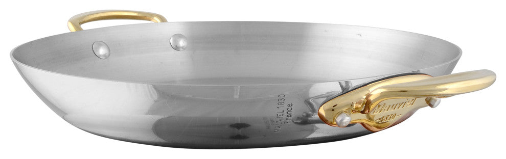 Mauviel M'Cook B Stainless Steel Round Pan With Brass Handles, 4.7-in