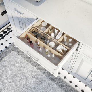 Terrence 72" Vanity with Power Bar and Drawer Organizer, White