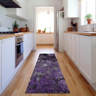 Premium Machine Washable Mayfield AMF558 Purple 2'3" x 7'6" Runner Rug
