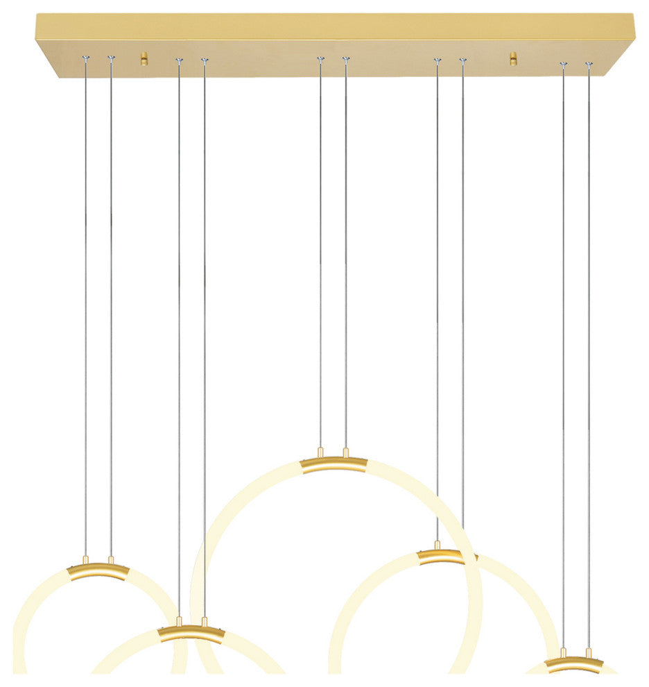 Hoops 5 Light LED Chandelier With Satin Gold Finish