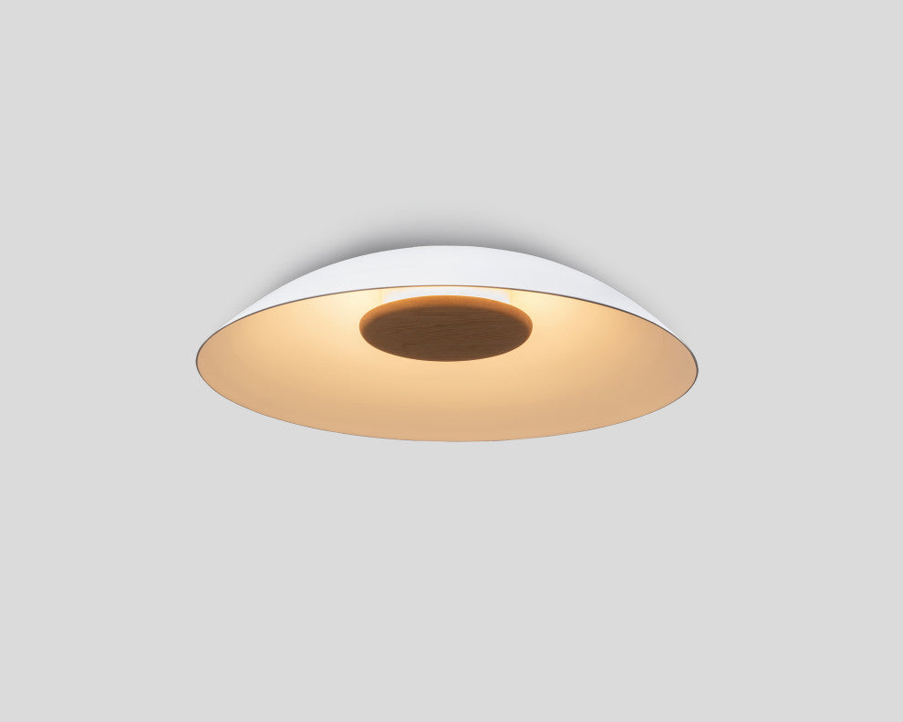 Volo 36 Flush Mount Blanc White Shade Exterior White Washed Oak Dis