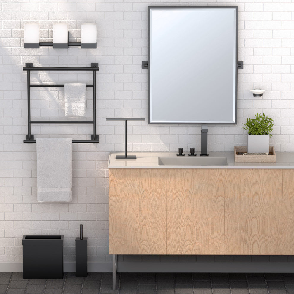 Rectangle Base T-Shape Hand Towel Holder, Matte Black
