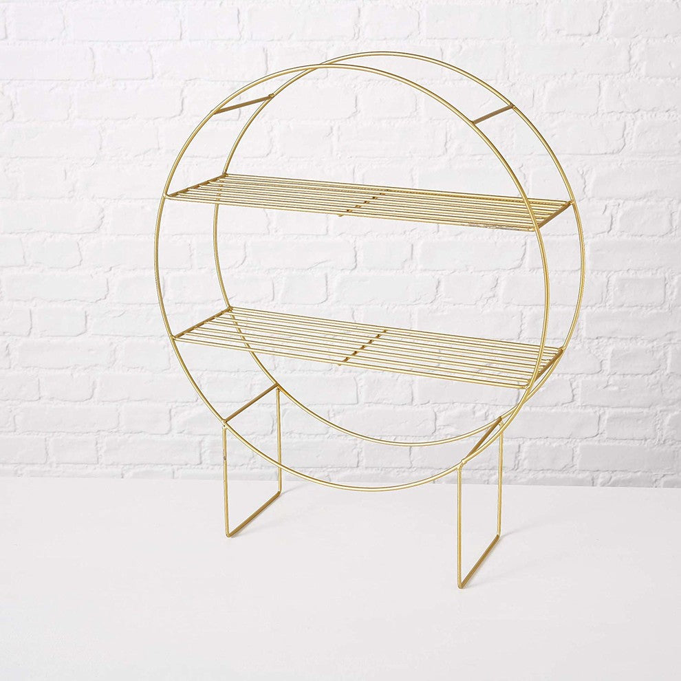 Golden Glam 2 Shelf Ring Floor Rack