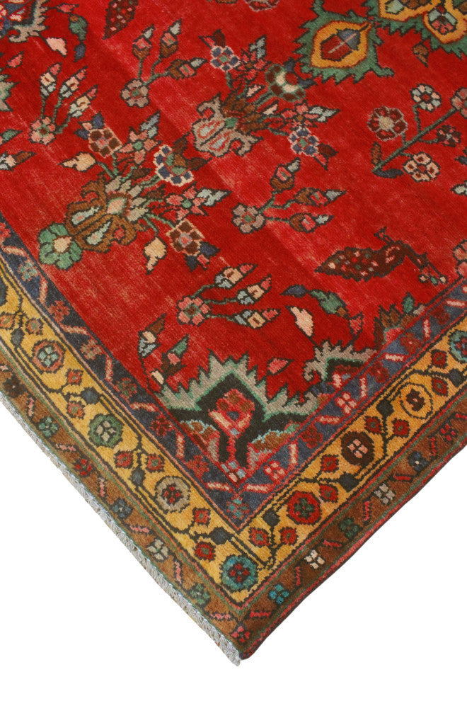 Fine Vintage Distressed Jerold Red/Green Runner, 3'5x6'4