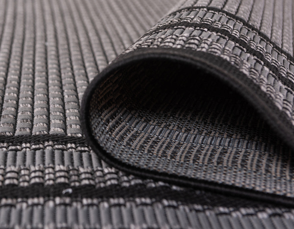 Unique Loom Gray/Multi Border Outdoor 4'x6' Area Rug