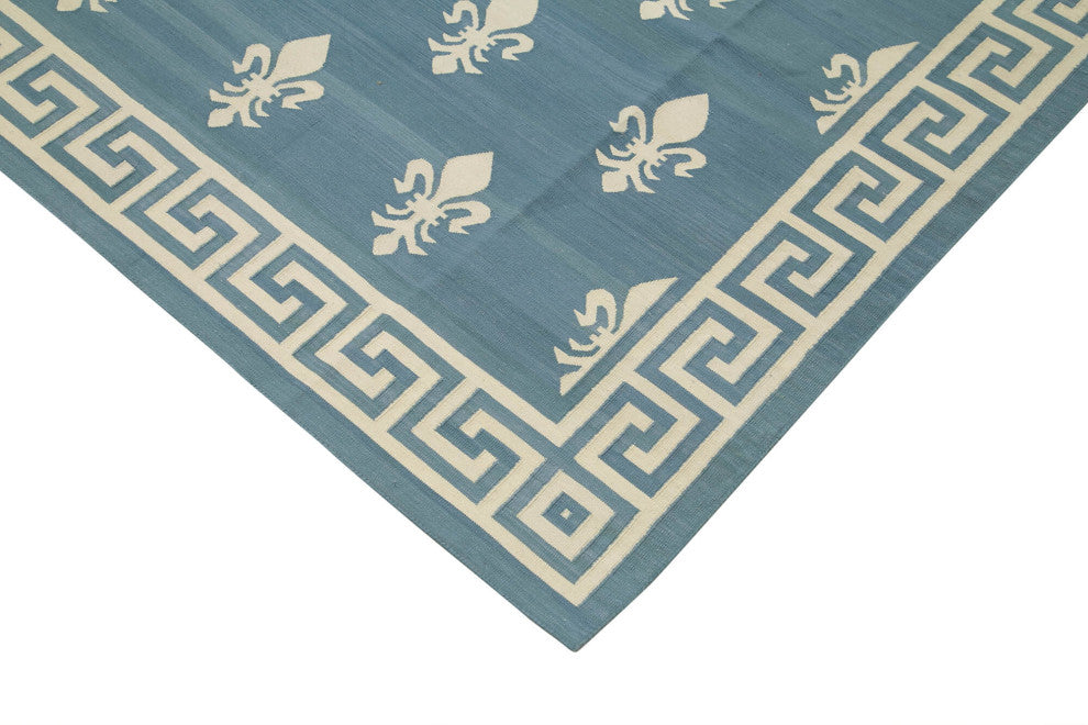 Rug N Carpet - Handmade Wool 10' 2'' x 14' 0'' Geometric Dhurrie Kilim Rug