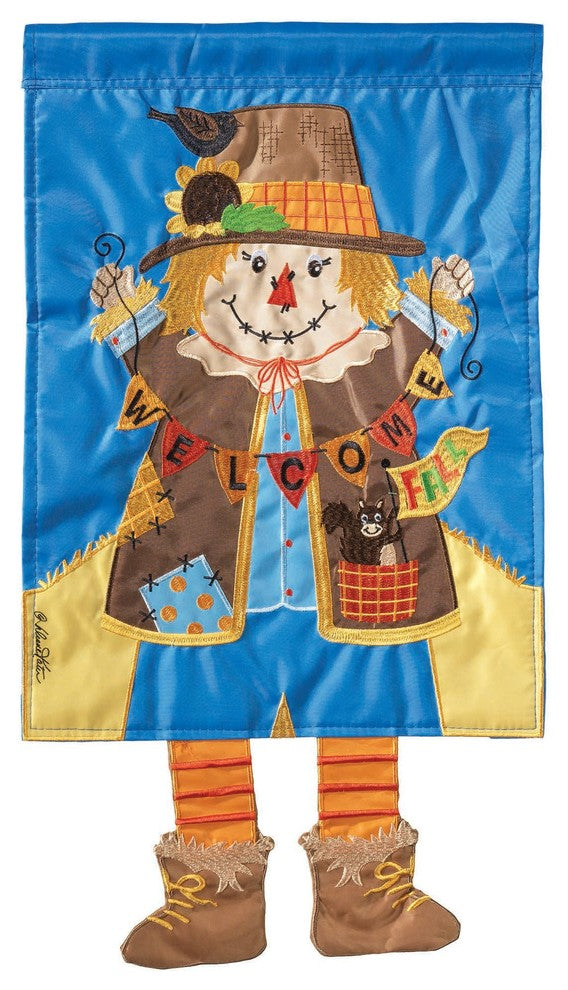 Outdoor Flag Double Applique  Scarecrow Welcome Polyester  Garden