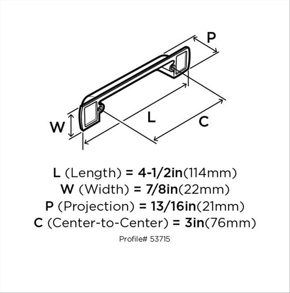 Amerock Rochdale Cabinet Cup Pull, Graphite, 3" Center-to-Center