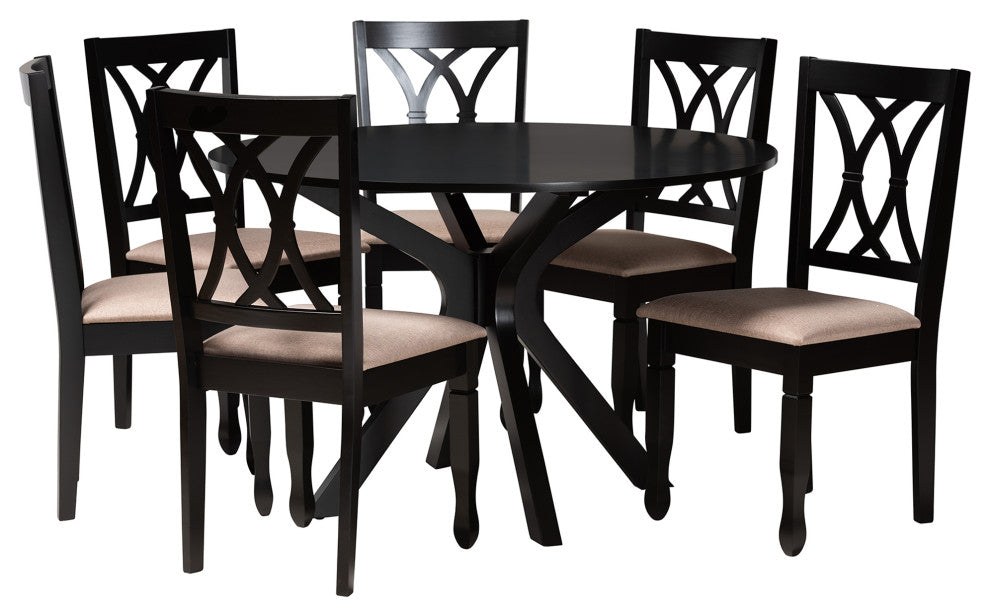 Baxton Studio Maya Modern Beige Finished Wood 7-Piece Dining Set