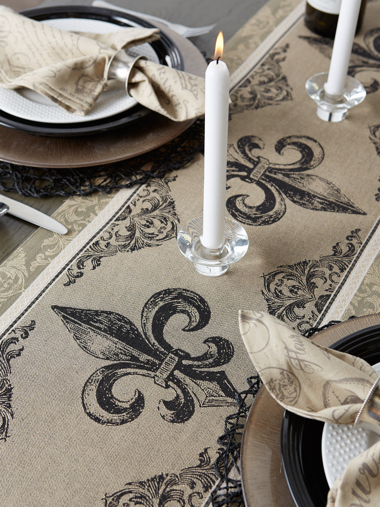 Fleur De Lis Stripe Jacquard Table Runner