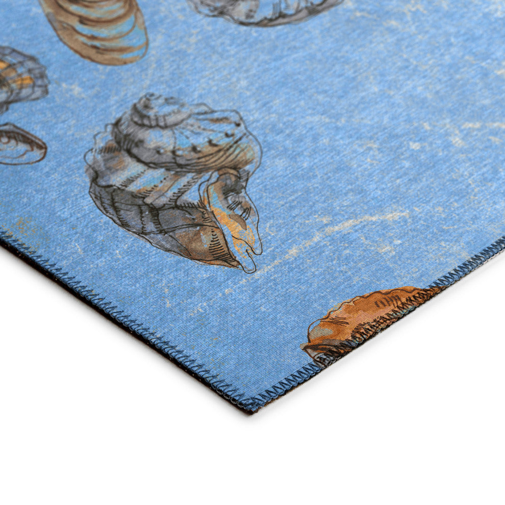 Indoor/Outdoor Seabreeze SZ9 Denim Machine Washable 10' x 14' Rug