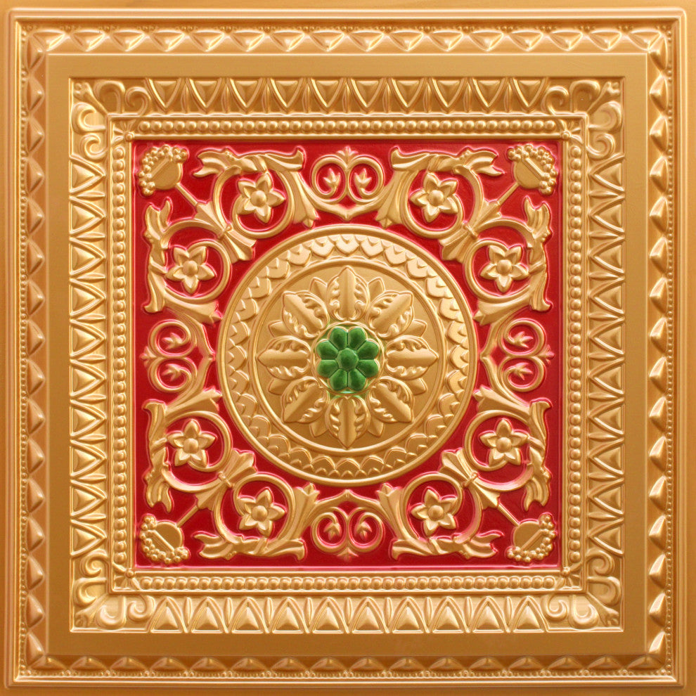 Gold-Red-Green 3D Ceiling Panels, 2'x2', 200 Sq Ft, Pack of 50