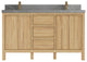 Elizabeth 60 Double Bathroom Vanity in Light Natural Teak 2" Piatra Gray