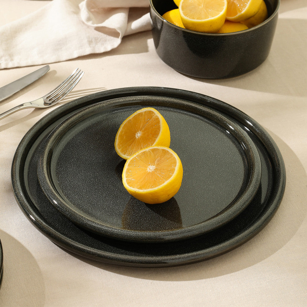 Stone Lain Eden Stoneware Salad Plate Set of 4, Charcoal Grey