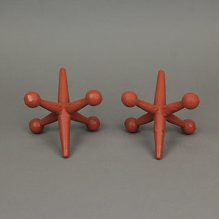 Orange Enamel Painted Cast Iron Giant Jack Bookends Decorative Sculpture Decor