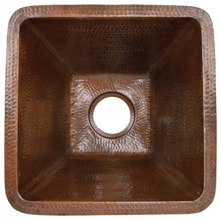 Premier Copper Products BS17DB 17" Large Square Copper Bar/Prep Sink