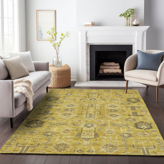 Premium Machine Washable Mayfield AMF697 Gold 9' x 12' Rug