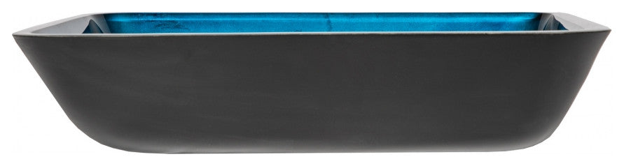 Eden Bath EB_GS55 Rectangular Turquoise Blue Foil Glass Vessel Sink