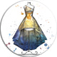 Mannequin With Long Dress, Digital Round Metal Wall Art, 36"