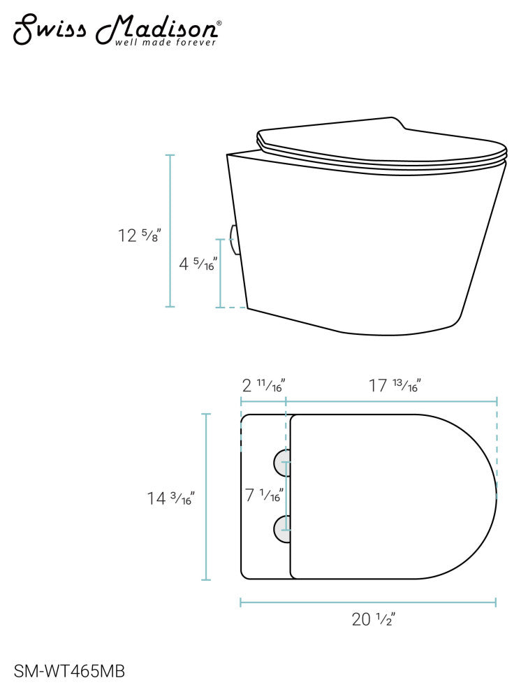 Calice Wall-Hung Round Toilet Bowl, Matte Black