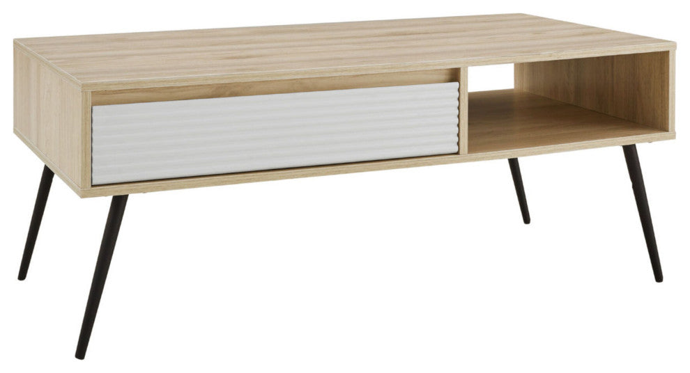 Contemporary Fluted Drawer Coffee Table "“ Birch