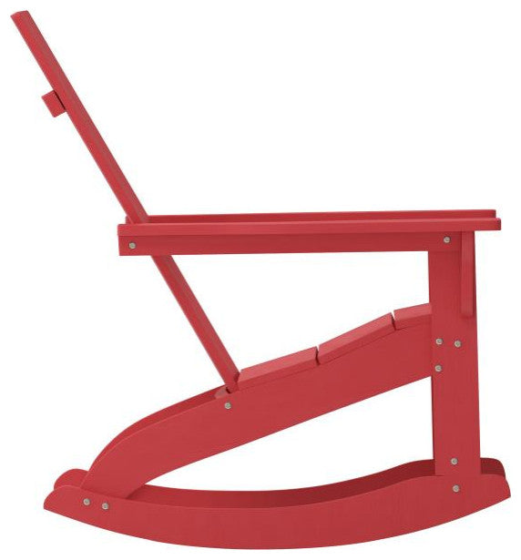 Finn Set of 2 Outdoor Rocking Adirondack Chair-Rust Resistant Hardware, Red