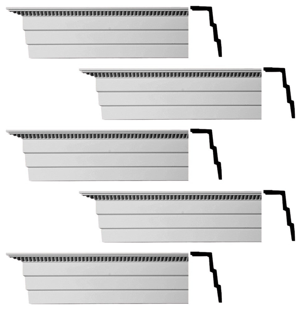 Cornice White Urethane Barrington Ornate Design 5 Pieces Totaling 470" Length