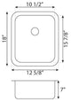 Undermount Stainless Steel Single Bowl Bar or Prep Sink L102
