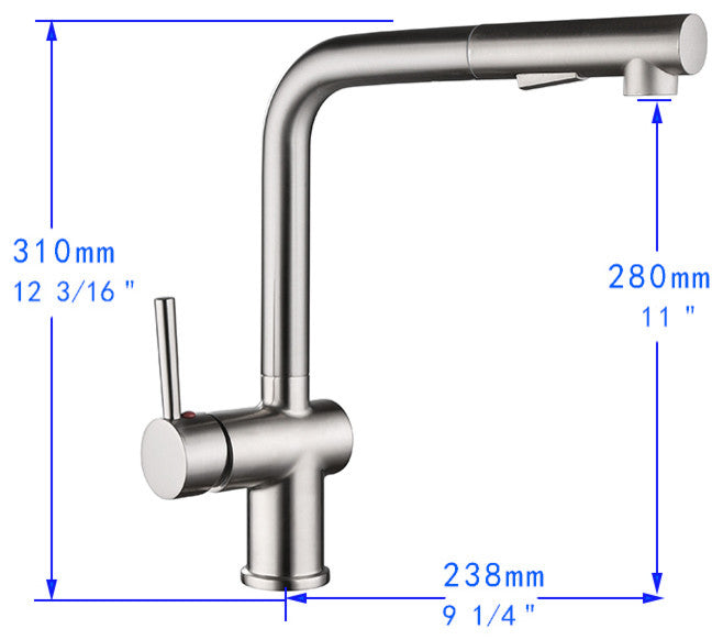 Vanity Art Pull Out Kitchen Faucet, Brushed Nickel