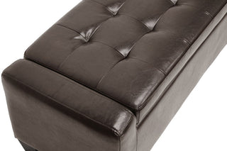 Keswick Tufted Dark Brown Bonded Leather Ottoman