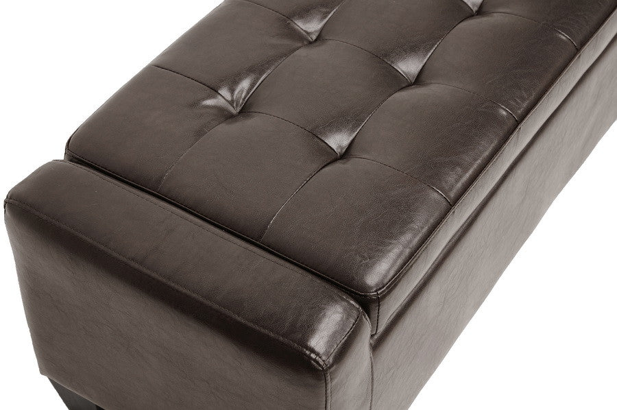 Keswick Tufted Dark Brown Bonded Leather Ottoman