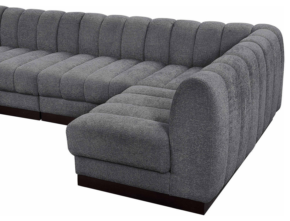 Quinn Chenille Upholstered 5-Piece L-Shaped Modular Sectional, Grey