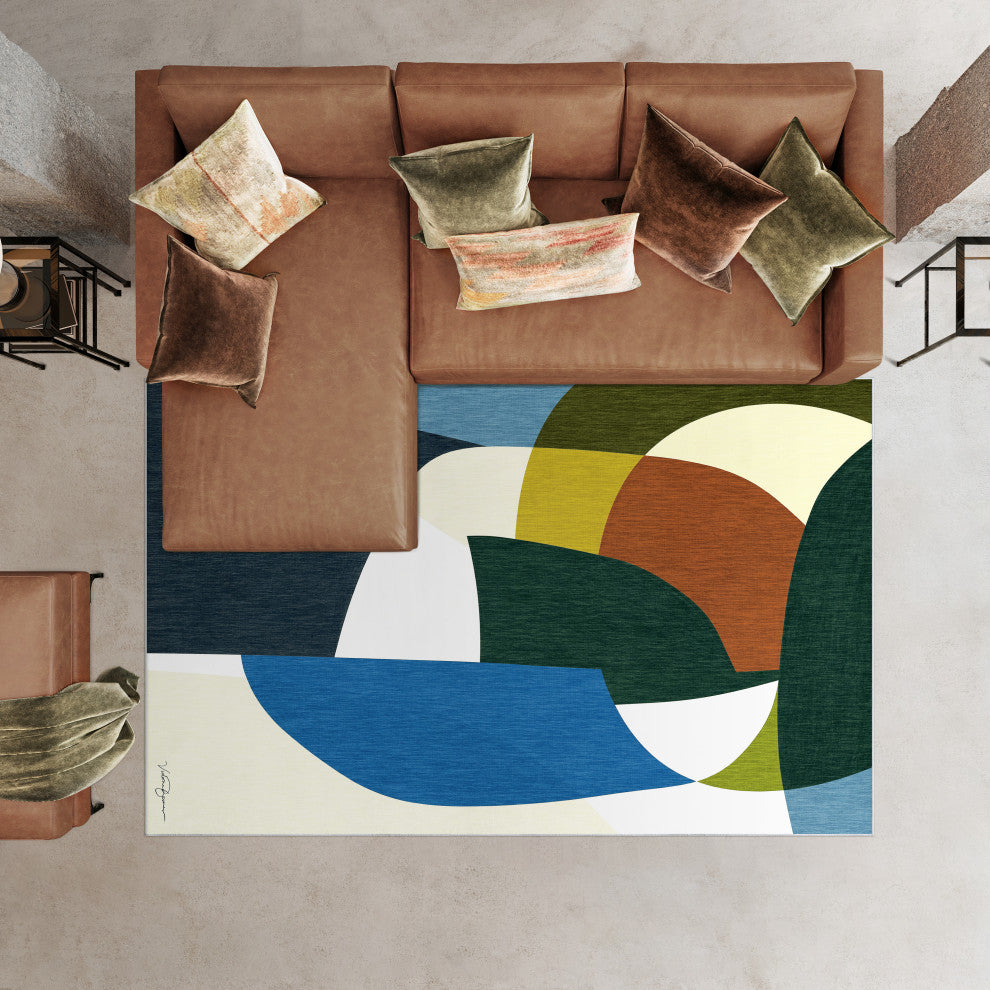 Melding forms I Geometric Art Area Rug, 7.5'x10.3'
