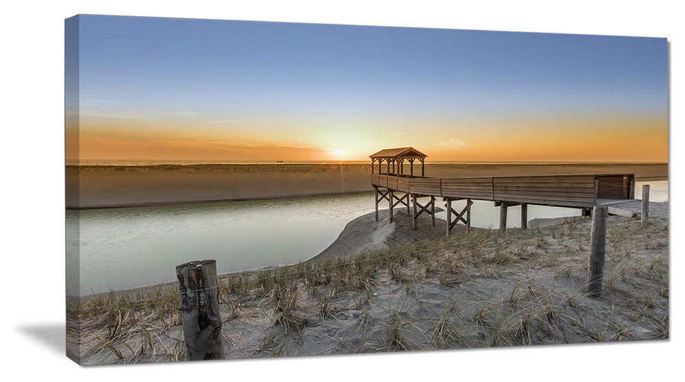 Watchtower at North Sea Dunes, Large landscape Canvas Art Print, 60"x28"