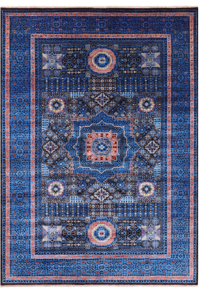 Geometric Mamluk Hand-Knotted Wool Rug 6' 10" X 9' 10" - Q12245