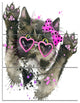 Funny Black Cat Illustration, Animal Canvas Wall Art, 28x36, 3 Panels
