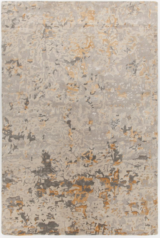 Rupec Hand-Tufted Contemporary Rug, Beige/Gray/Gold, Rectangular 9'x13'