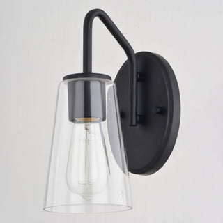 Beverly 1 Light Matte Black Bathroom Vanity Wall Sconce Fixture Clear Glass