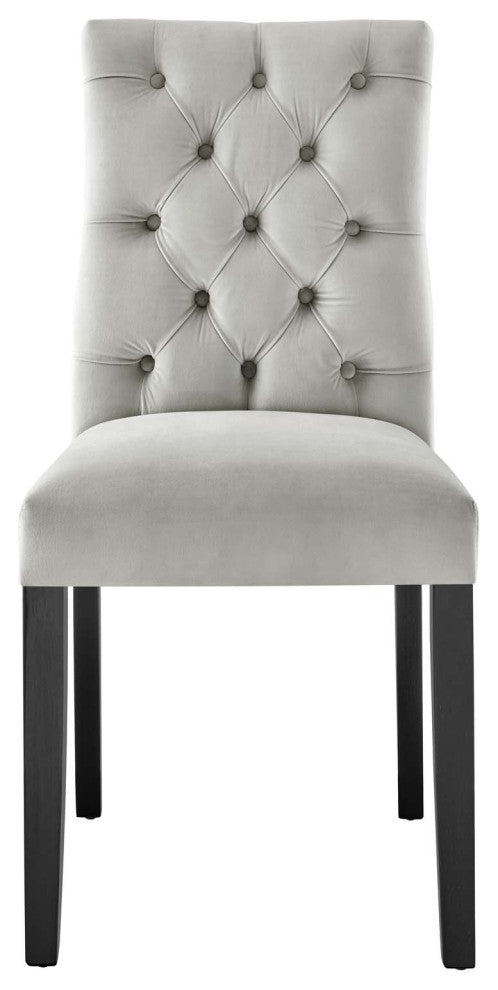 Side Dining Chair, Set of 2, Gray, Velvet, Modern, Cafe Bistro Hospitality