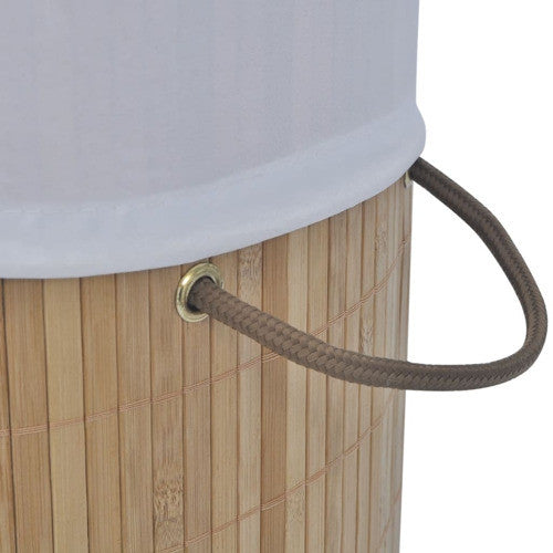 vidaXL Collapsible Laundry Basket Dirty Clothes Hamper Natural Round Bamboo