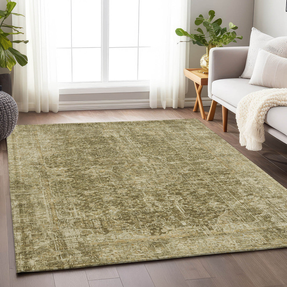 Machine Washable Indoor/Outdoor Chantille ACN1663 Brown 5' x 7'6" Rug