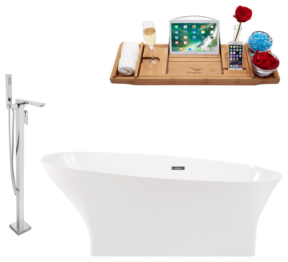 Tub, Faucet and Tray Set Streamline 67" Freestanding KH95-140