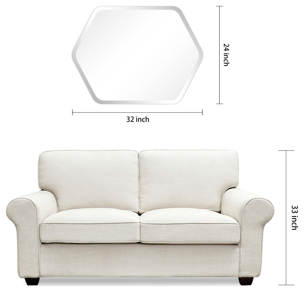 Frameless Beveled Hexagonal Black Matte Finished Wall Mirror