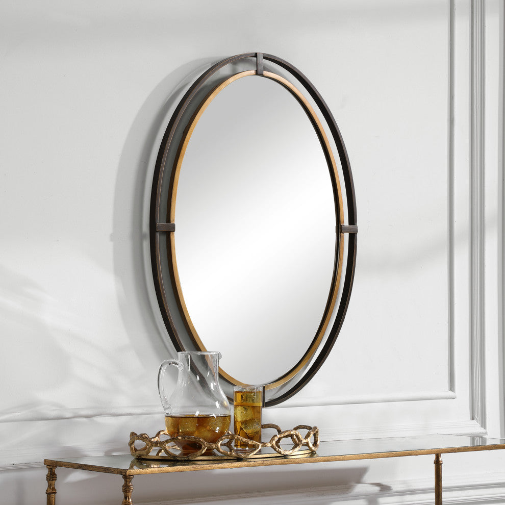 35" Transitional Bronze Oval Mirror