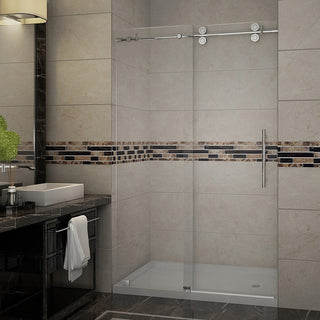 Langham 48"x77.5" Completely Frameless Sliding Shower Door, Chrome, Right Base