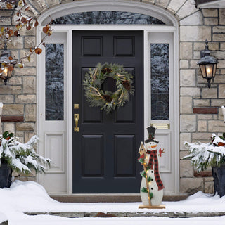 36"H Lighted Wooden Snowman Porch Decor, Snowman